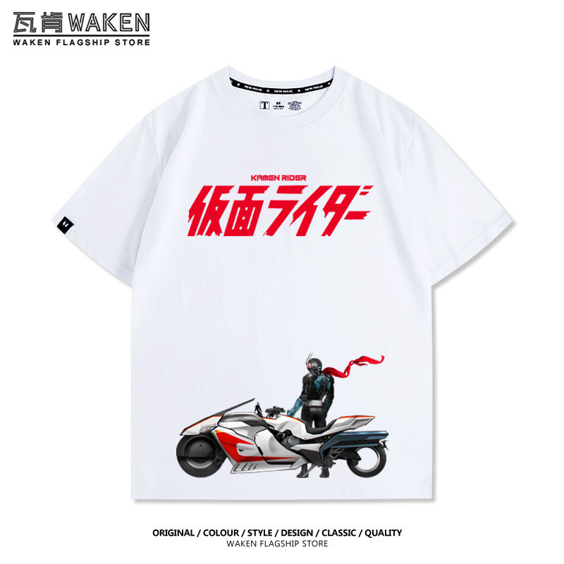 ใหม่ Attitude Street Wear Kamen Rider Restart Co-Branded อะนิเมะผ้าฝ้ายแขนสั้นเสื้อยืดผู้ชายเสื้อผ้าหลวม 830-A