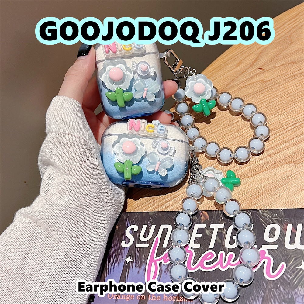 Trend Frontfor GOOJODOQ J206 Case Casing Soft Silicone Headphone Case DIY Blue Flowers