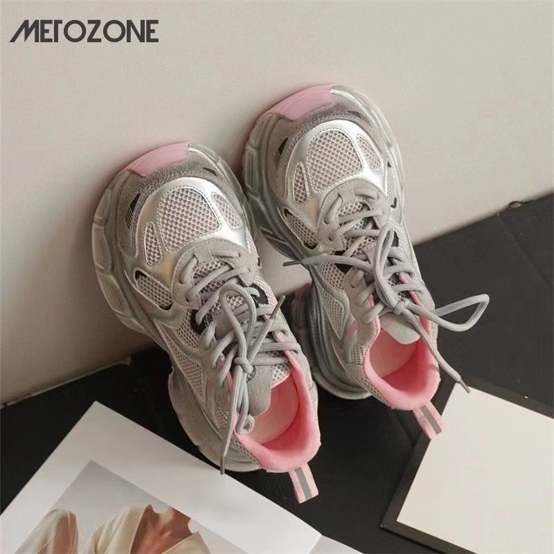 MeTozone รองเท้าผ้าใบผู้หญิง รองเท้าผ้าใบแพลตฟอร์มตาข่ายระบายอากาศเวอร์ชั่นเกาหลีแฟชั่นใหม่