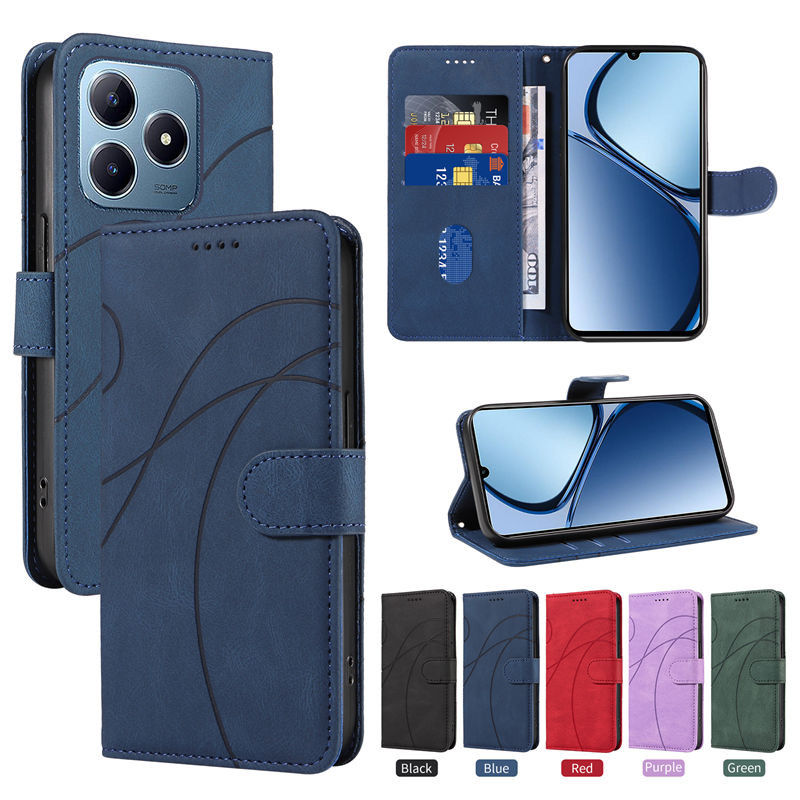Dream Line Flipสําหรับ Realme Note 60 60X 50 กรณี เคสโทรศัพท์สําหรับ Realme C75 C61 C63 C65 C67 C51 C53 C55 C35 C12 C15 C25 Realme Note 50 กรณี ผู้ถือกระเป๋าสตางค์ปกหนังกระเป๋า