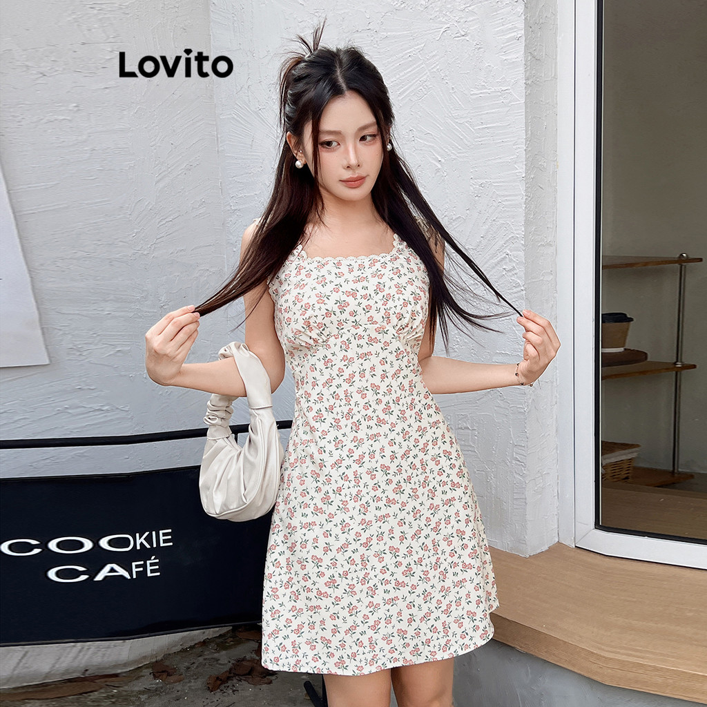 Lovito ชุดเดรสลูกไม้ลายดอกไม้ ดิทซี่ สำหรับผู้หญิง L99ED761