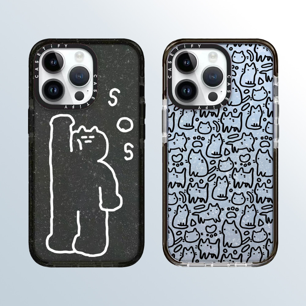 Casetify เคสโทรศัพท์ TPU คุณภาพสูงเหมาะสําหรับ iPhone 15 Pro Max 14 Pro Max 13 Pro Max 15 Pro 14 Pro 13 Pro 12 Pro 12 11 แฟชั่นป้องกันการตกปกอ่อนสายแมว SOS หมี