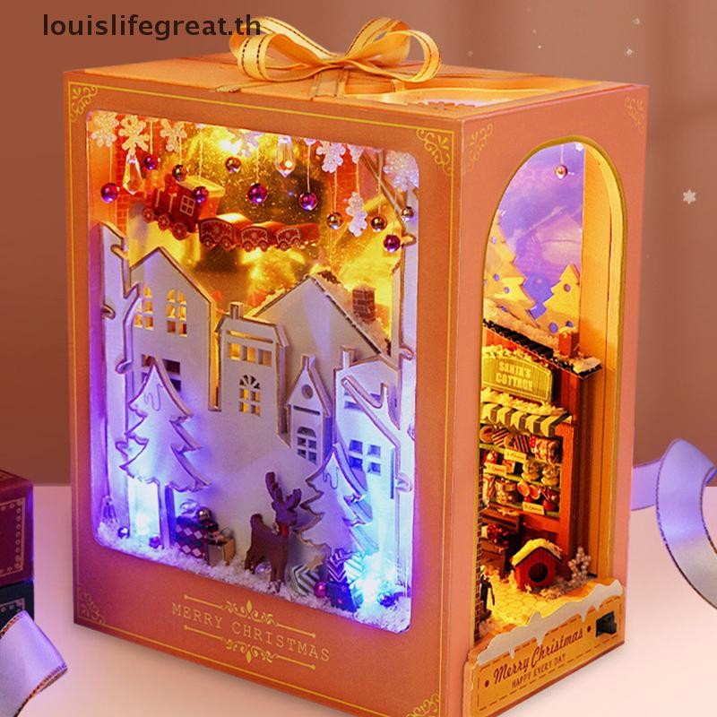 Louislifegreat Book Nook Kit DIY Miniature House Dollhouse Kit สําหรับผู้ใหญ่และวัยรุ่น Booknook ชั้นวางหนังสือ Decor Alley รุ่นสร้าง LED Light ของขวัญสําหรับครอบครัวและเพื่อนใหม่