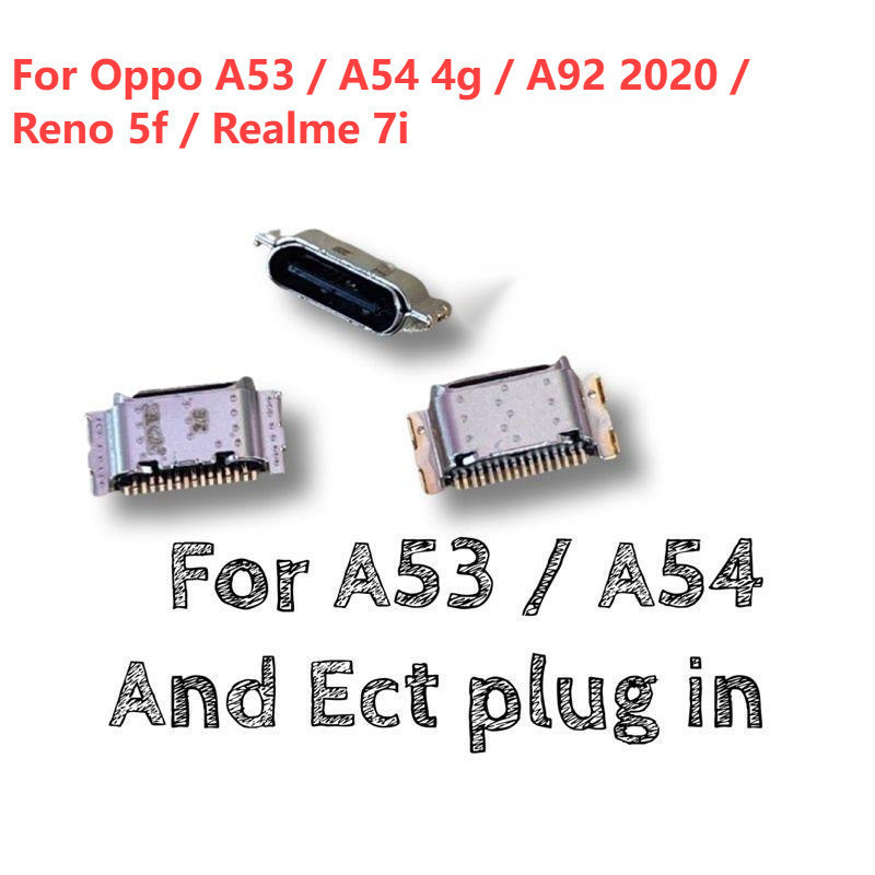 10-50 ชิ้น Dock Micro Plug USB ชาร์จ Pin Dock พอร์ตสําหรับ Oppo A53 / A54 4 กรัม / A92 2020 / Reno 5f / Realme 7i ชาร์จ Pin Dock Connector