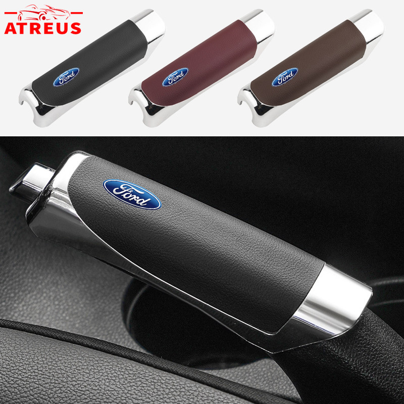 Ford ปลอกหุ้มเบรคมือสําหรับรถยนต์ หนัง ปลอกหุ้มเบรคมือ กันลื่น ครอบเบรคมือ สำหรับ Ford Ranger Raptor Everest Fiesta Focus Mustang Escape Ecosport STI อุปกรณ์ตกแต่งรถยนต์