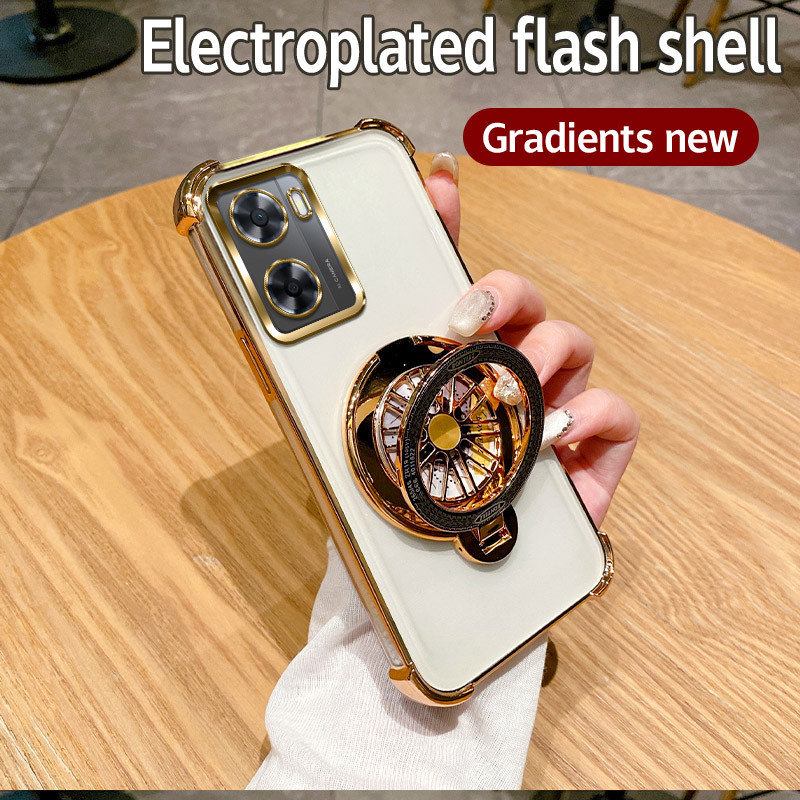 สําหรับ OPPO A57 4G CPH2387 กรณีกันกระแทก Electroplated TPU หมุน Gyro ปกหลังเคสโทรศัพท์สําหรับ OPPOA