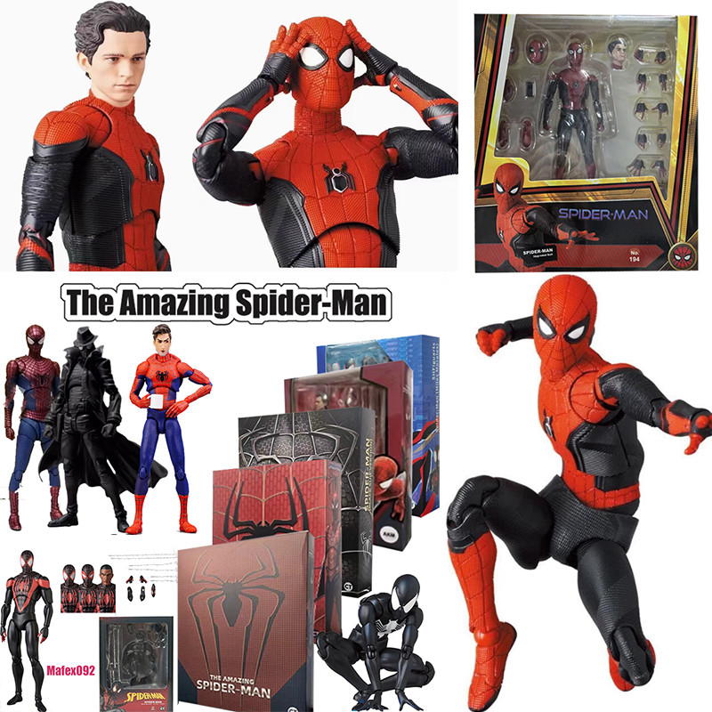 Ct ของเล่น Mafex Spider Man No.194 Action Figure SHF Miles Morales CT ของเล่น Mafex147 Symbiote Spiderman Noir