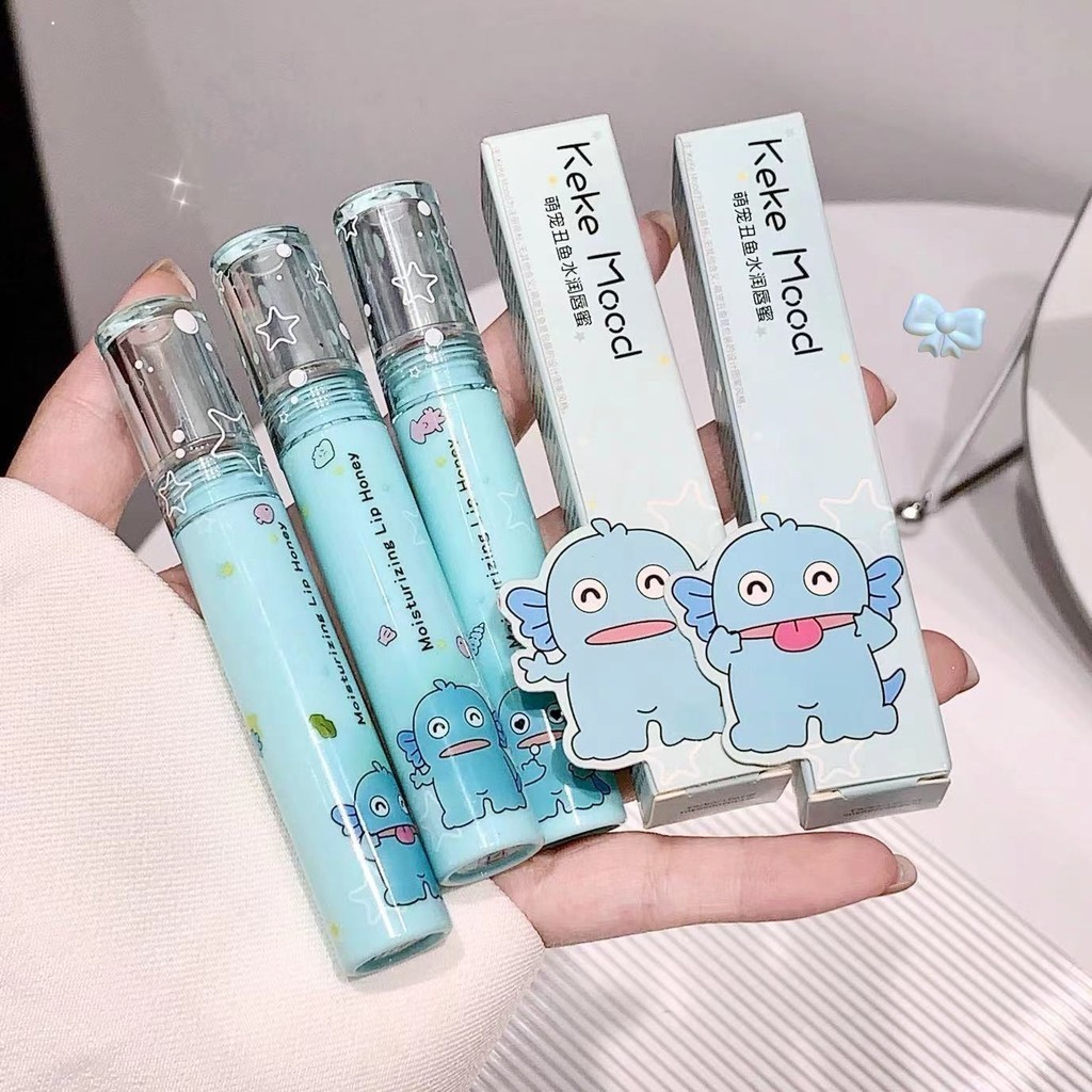 Kekemood Lip Gloss สัตว์เลี้ยงน่ารัก Clownfish Lip Gloss Moisturizing Long-lasting Mirror Water Light Finish ธรรมชาติกันน้ําไม่ง่ายที่จะจางหายลิปสติกแบบพกพา