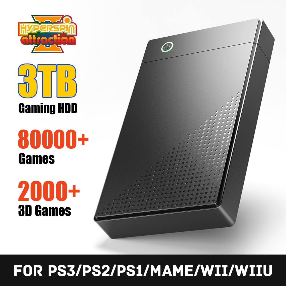 Yฮาร์ดไดรฟ์ภายนอก3T hyperspin 80000 + เกมย้อนยุคสำหรับ PS3/PS2/PS1/MAME/wi/wii/wiiu hdgaming แบบพกพา
