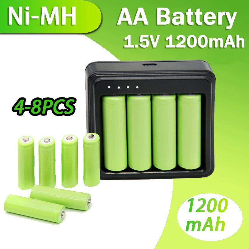 4-8PCS 1200mAh 1.5V AA Ni-Mh Recharge Battery Constant High Efficiency Output 1200 Cycles For Mouse 