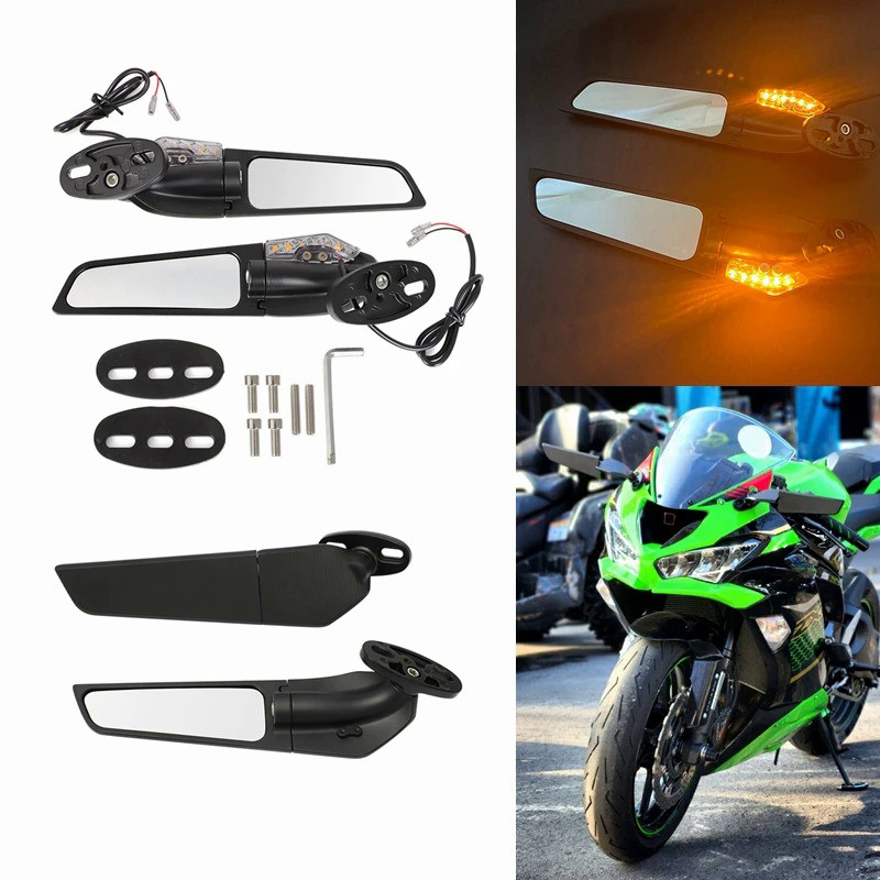 For Yamaha R15V3 R25 R3 R1 R125 YZF Kawasaki ZX6R ZX10R Modified Rearview Mirrors CBR Wind Wing Adju