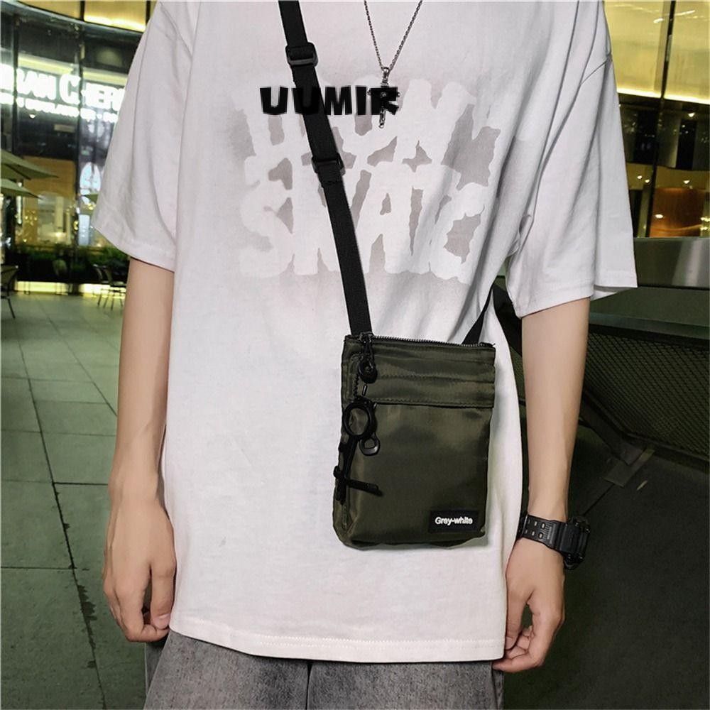 กระเป๋าสะพาย,กระเป๋า ผู้สื่อสาร สีทึบไนลอน,กระเป๋าข้ามร่างกายกันน้ําแฟชั่นสําหรับวิ่งขี่จักรยาน