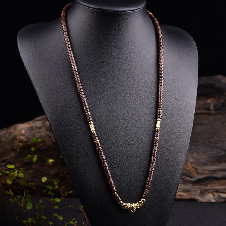 T ประเทศไทย Amulet CHAIN 6 มม.มะพร้าวธรรมชาติ Amulet CHAIN Amulet จี้สร้อยคอเสื้อกันหนาวคู่ FPL25