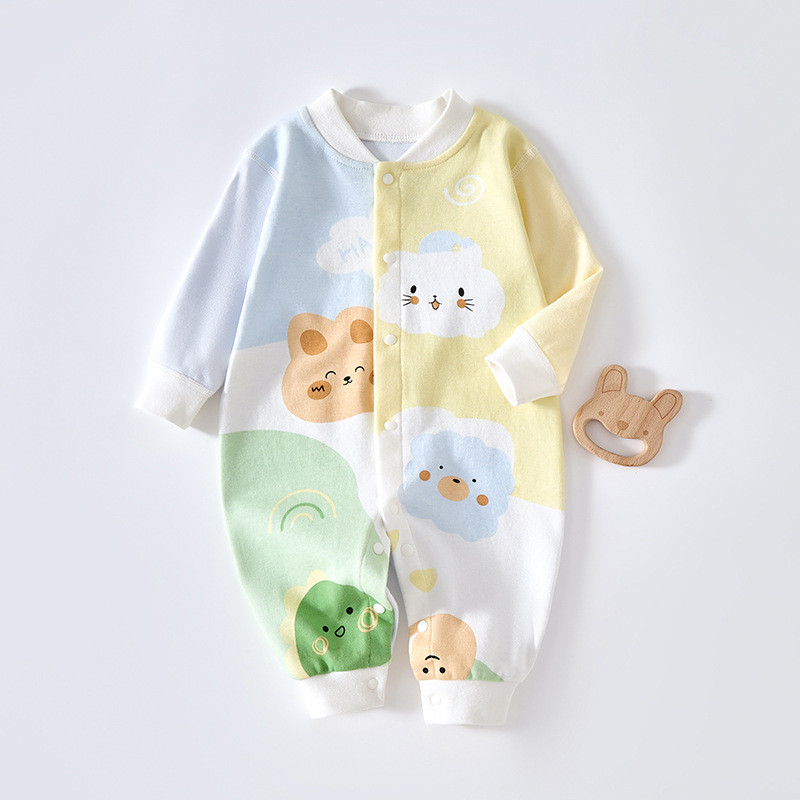 เด็กฤดูใบไม้ผลิฤดูใบไม้ร่วงไม่มีกระดูกผ้าฝ้ายแท้ เจ ผู้ตัดสิน ชายหญิงเด็กแขนยาว ชุดรอมเปอร์ ทารกแรกเกิดการ์ตูนลูกแมวพิมพ์ผีเสื้อเสื้อผ้า59-90ซม