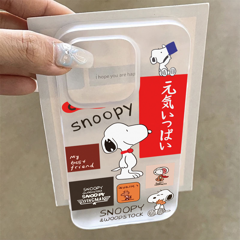ลายการ์ตูนสนูปปี้สุดน่ารักสไตล์กราฟิตี้ ทกซิลิโคนเคสแข เคสIPhone 17 16 11 13 15 12 Pro Max 15 7 Plus XR XS X MAX SE 2020
