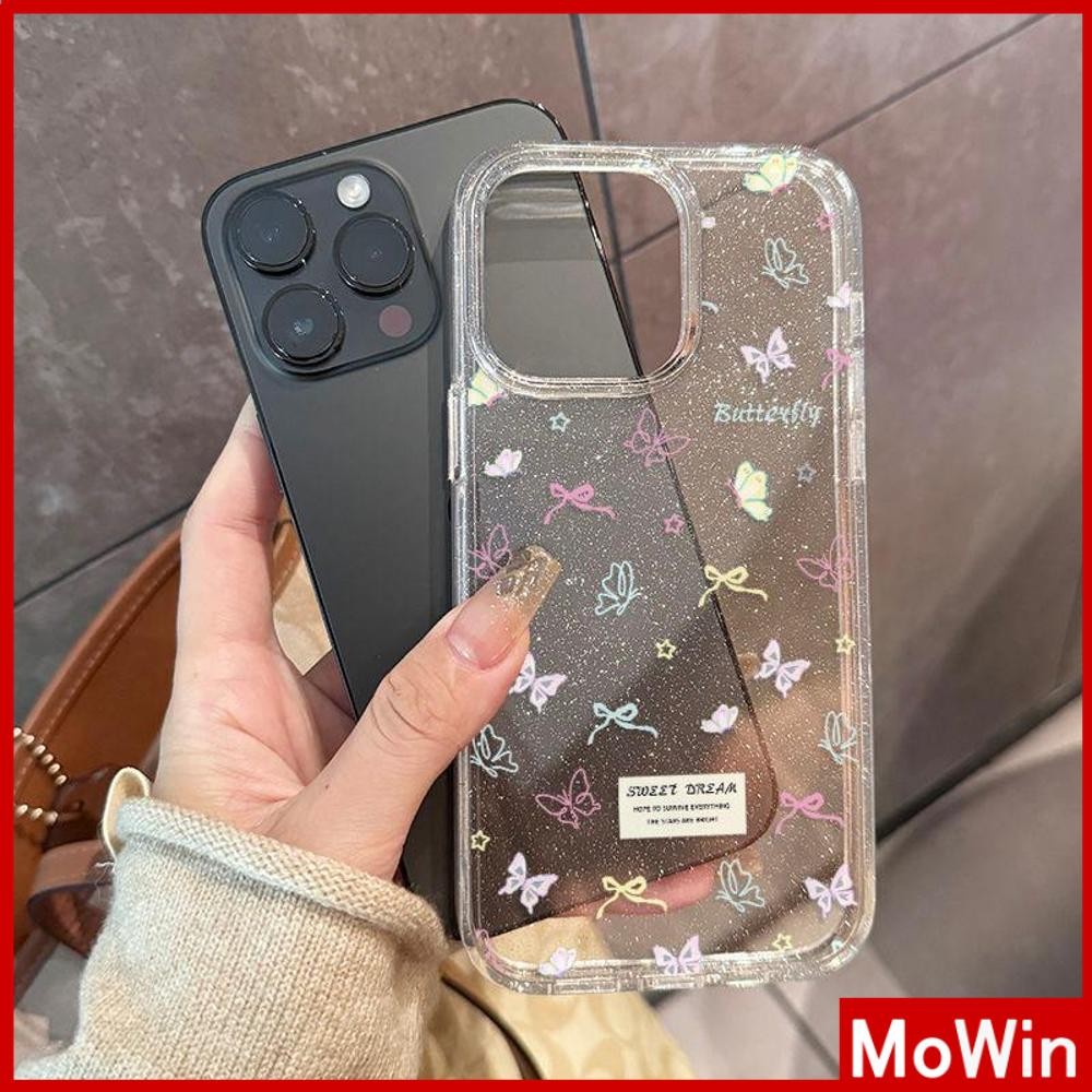 Movin - เคส iPhone 16 Pro Max iPhone 11 เคสใสแบบแวววาว TPU นุ่มสีสันสดใส โบว์สวยและน่ารัก Compatible iPhone15 Pro max 14 13 12 Pro max XS XR 7 Plus 8 Plus