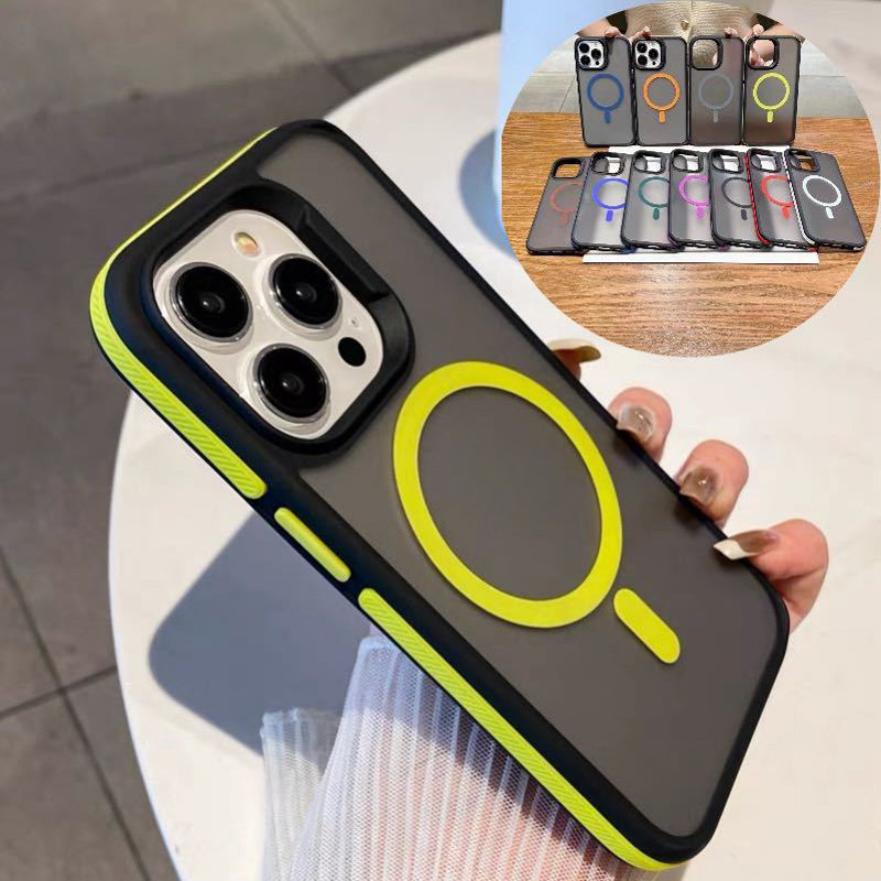 Magnetic Luxury Matteโปร่งแสงเกราะกันกระแทกสําหรับiPhone 16 15 14 13 11 12 Pro Maxสําหรับฝาครอบชาร์จไร้สาย