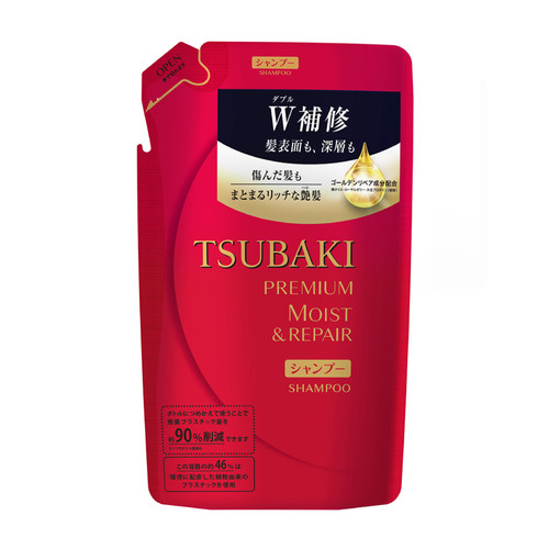 แชมพูซึบากิ TSUBAKI พรีเมียม มอยส์ รีแพร์ รีฟิล Premium Moist & Repair Shampoo 330 มล 1 ถุง สีแดง Refill