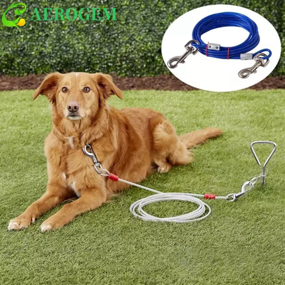 Aerogem สายจูงสุนัข 3/5/10 เมตร 1 ชิ้นสําหรับสุนัขสองตัว ลวดเหล็ก เคลือบ PVC สายจูงสายสัตว์เลี้ยงที่แข็งแกร่ง