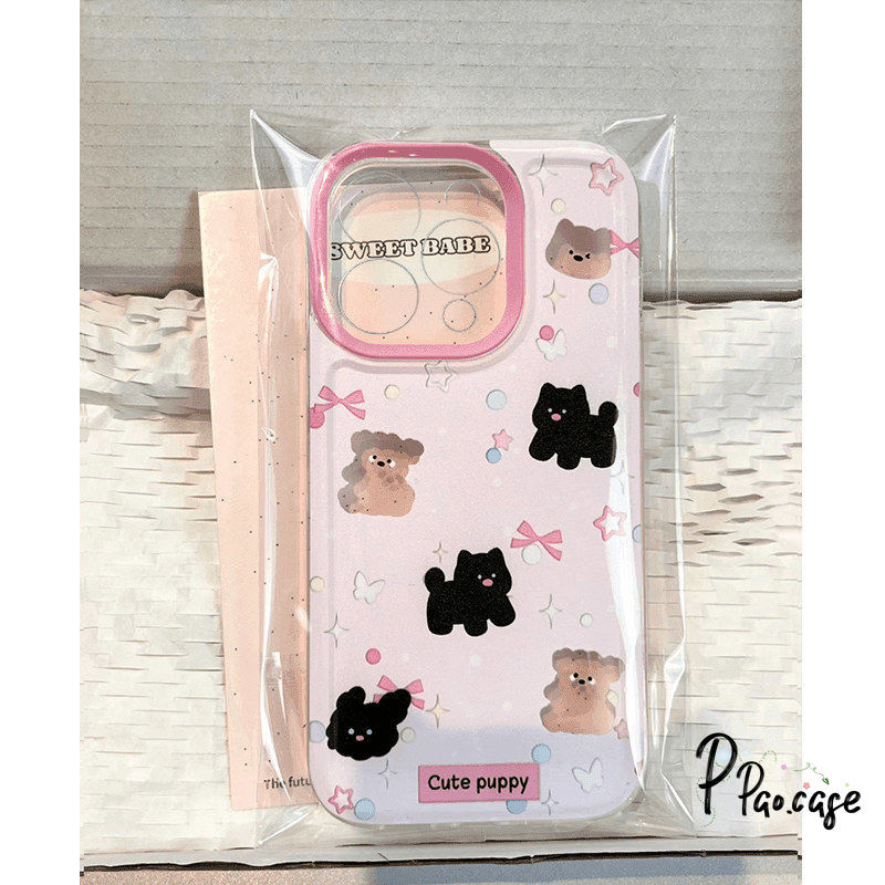 ลูกสุนัขน่ารักโบว์ TPU อ่อนเข้ากันได้ เคสไอโฟน 13 11 15 รูปที่ 3