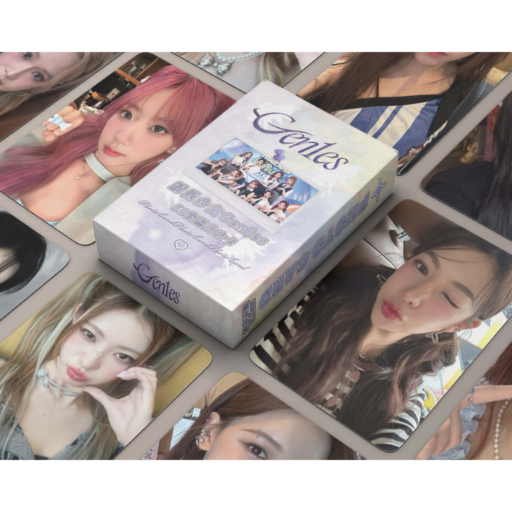 50 ชิ้น/กล่อง Gen1es Holographic Photocards นาฬิกาทรายเลเซอร์โฮโลแกรมการ์ด Lomo Qiao Yiyu RUAN Pailiu Yean Elyn Wang Ke Zeng Xueyao Ouyang Didi Emma Zhu Yimeng โปสการ์ดพร้อมสต็อก SX