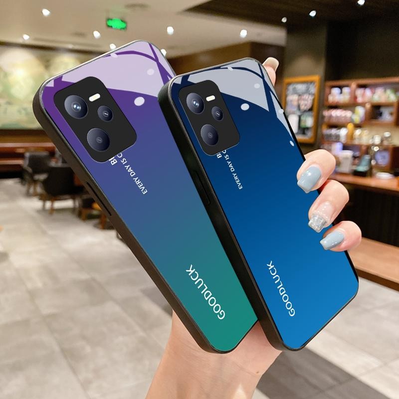 เหมาะสำหรับ Realme C35 7 Pro 2 Pro V13 5G ป้องกันกรณีโทรศัพท์เลนส์เคส Artistic English Word