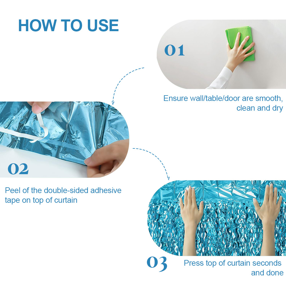 แนะนำ ผ้าม่าน 1x2m สีฟ้าอ่อนคลื่นลวดลายผ้าม่านฟอยล์ Tinsel Fringe Streamer พื้นหลังสําหรับงานเลี้ยงวันเกิดงานแต่งงานตกแต่ง ราคาพิเศษ มีเก็บเงินปลายทาง