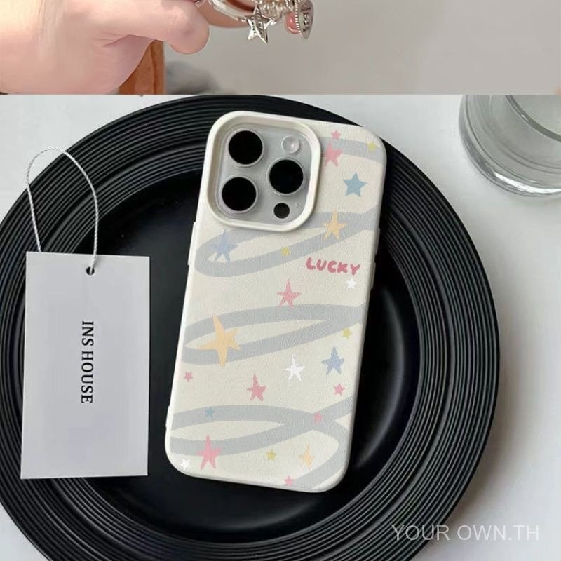 เคสมือถือลายดาวนำโชคเก๋ทันสมัยสำหรับ iPhone 11/12/13/14/15 PRO MAX/7plus/8PLUS/11pro/13Pro/xr/xs MAX