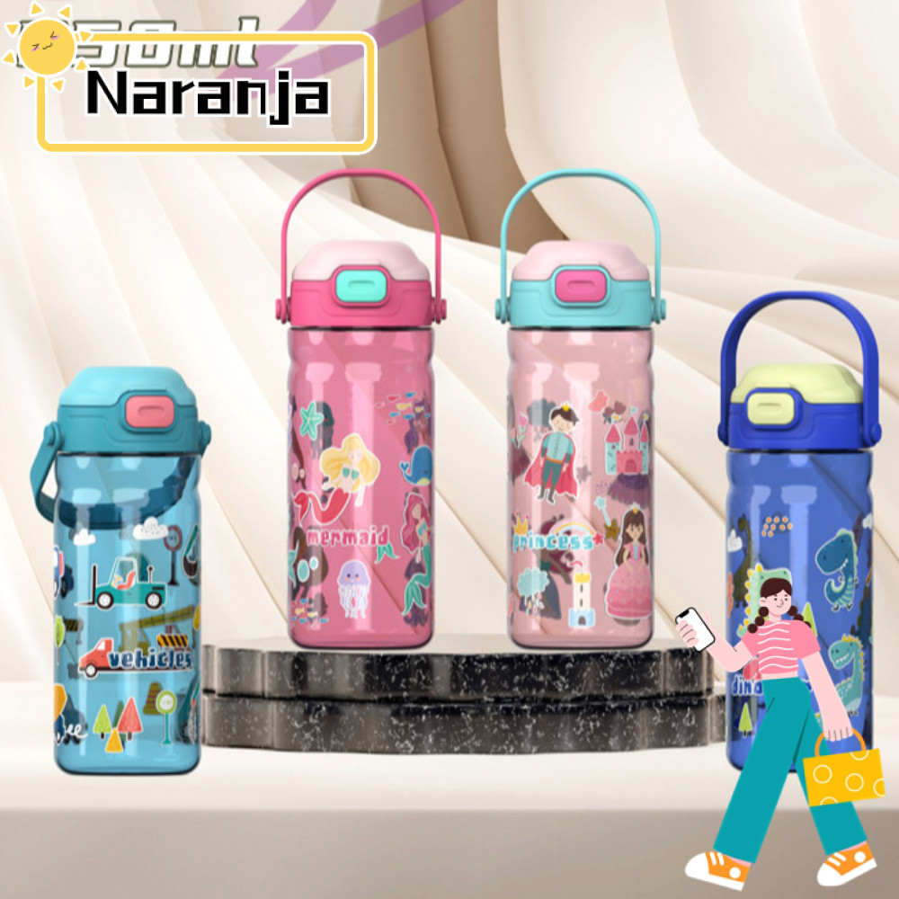 ขวดน้ํา NARANJA, 550ML ถ้วยฟางสําหรับเด็กแบบพกพาความจุขนาดใหญ่,พลาสติกการ์ตูนพร้อมที่จับถ้วยน้ํากีฬาโรงเรียนสํานักงานกลางแจ้ง