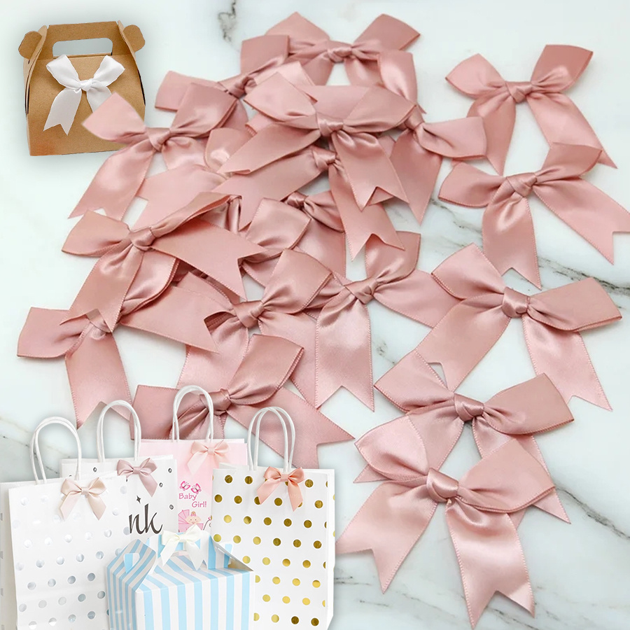 20/50pcs 8.5*8.5 ซม.ซาตินริบบิ้น Bows ตกแต่งแพคเกจของขวัญดอกไม้ขนาดเล็ก Bows สําหรับ Craft งานแต่งงาน Bow Birth DIY Party ตกแต่ง