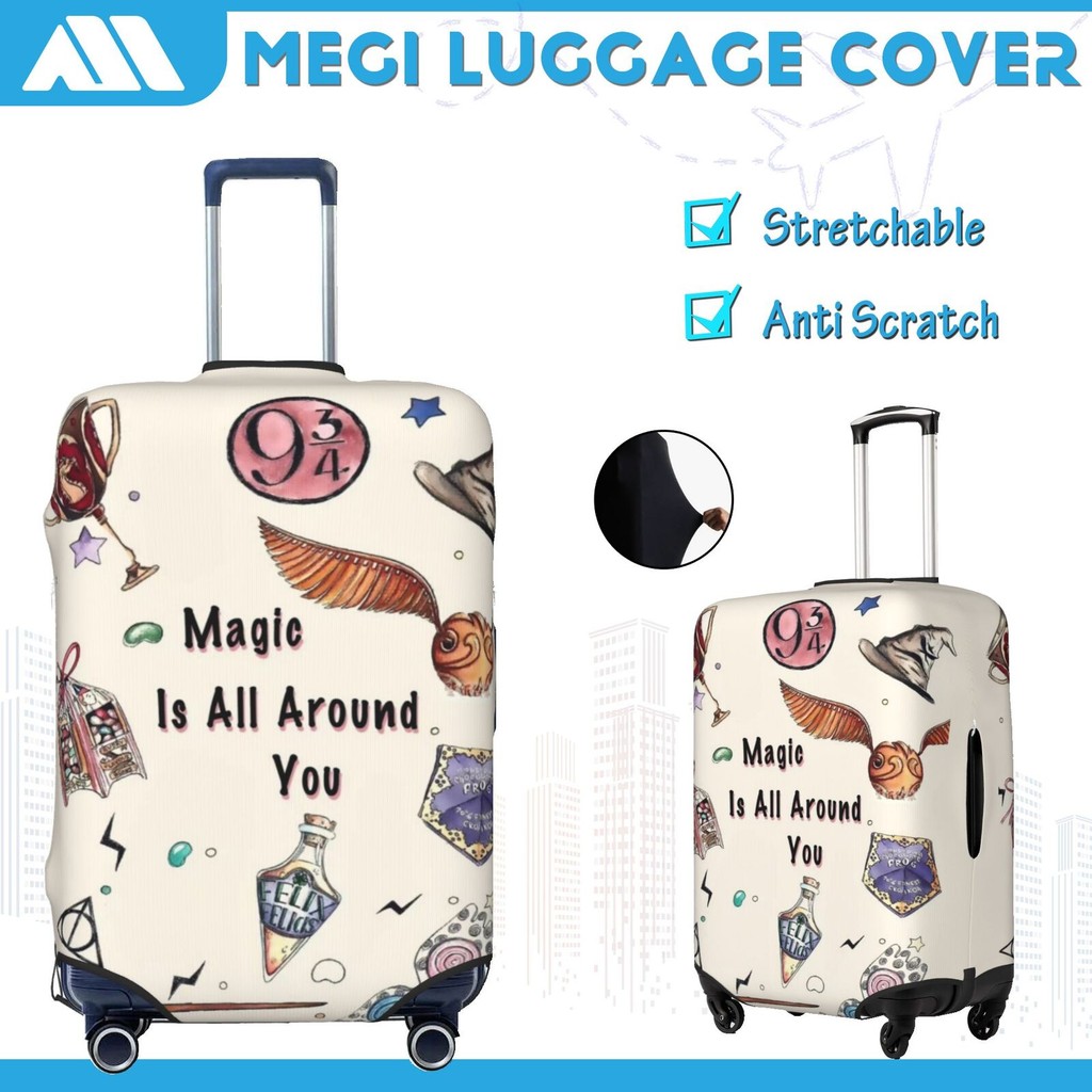 ผ้าคลุมกระเป๋าเดินทาง ผ้าสแปนเด็กซ์ แบบยืดหยุ่น ยืดหยุ่น Harry Potter Travel Luggage Cover 18-32 นิ้ว HAR020