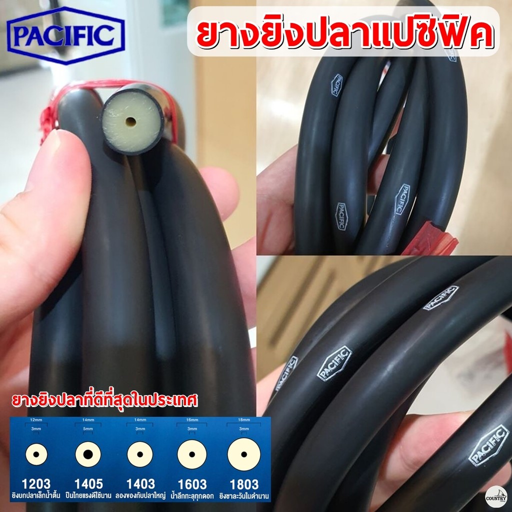 ยางยิงปลาแปซิฟิค (PACIFIC) 2 ชั้น สีดำ ยาว 1 เมตร