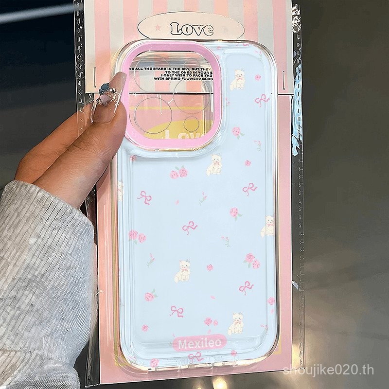 การตัดเย็บที่แม่นยำสำหรับลูกแมวโบว์ iPhone 16/15/14/13/12/11 PRO MAX x XR 14PLUS XR/XS MAX 7/8 PLUS se2020, เคสโทรศัพท์แฟชั่น INS ลม13กันกระแทก12/
