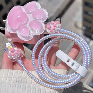 5In1 น่ารัก 3D รูปแบบการ์ตูน Charger และสายชาร์จชุดป้องกันสําหรับ Iphone Power Adapter 18W/20W -CY