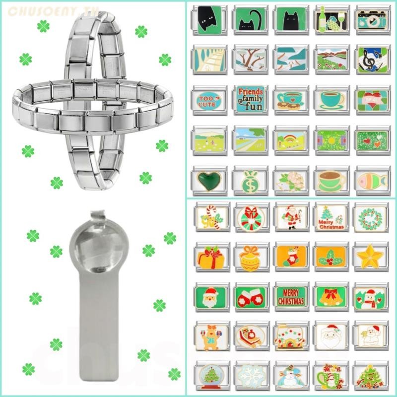 ยอดนิยม Love Unicorn Green Grass Park อิตาเลี่ยน Charm Links Fit 9 มม.สร้อยข้อมือสแตนเลสทําเครื่องประดับ