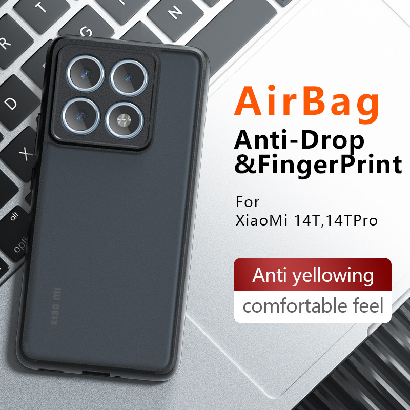 สําหรับ Xiaomi 14T, 14T Pro กรณี ELVEV Anti-drop ถุงลมนิรภัย Hard PC + TPU สบายผิวฝาครอบโทรศัพท์