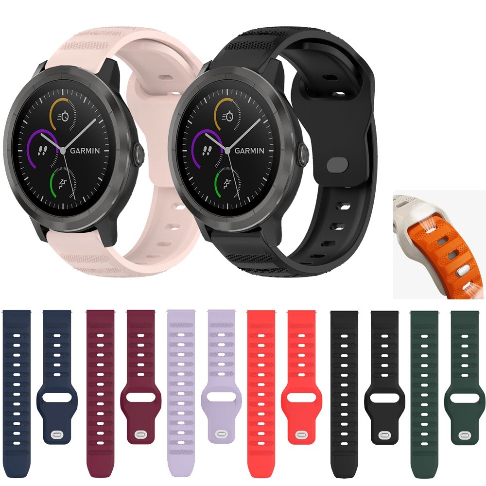 20 มม.สายนาฬิกาซิลิโคนสําหรับ Garmin Vivoactive 3 5 Active 5 Venu Sq 2 Venu 2 Plus สร้อยข้อมือกีฬา
