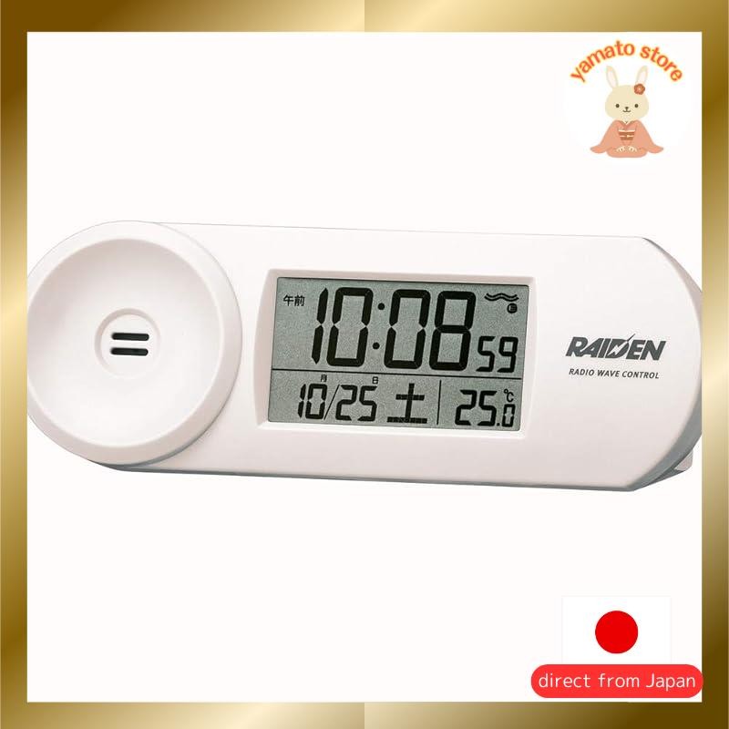 Seiko clock, table clock, alarm clock, radio wave, digital, high volume PYXIS RAIDEN white Body size