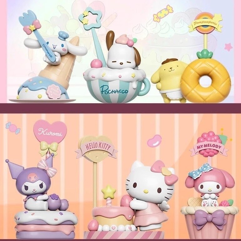 ชุดบันทึกขนม Sanrio Kuromi Pacha Dog Hello Kitty Doll Desktop Decoration Cake Decoration