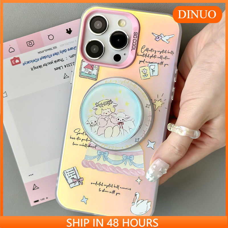 เคสโทรศัพท์เลเซอร์เคลือบแม่เหล็กแกะเหมาะสําหรับ iphone16/15/14promax/13/12/11/XR/X/XSMAX/7/8PLUS-DINUO