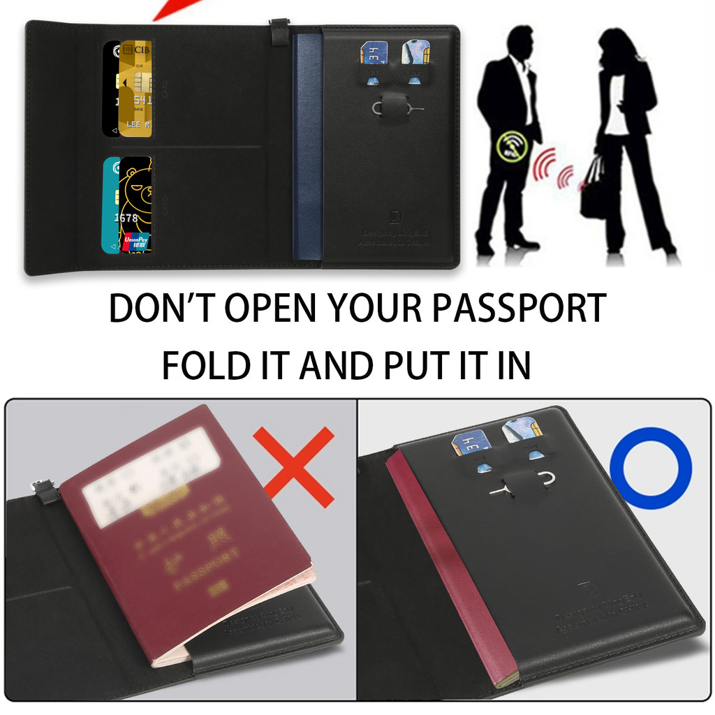หรูหราหนังผู้ถือหนังสือเดินทาง RFID ป้องกันสแกนบัตรกระเป๋าตั๋วสล็อตฝาครอบป้องกันอุปกรณ์การเดินทาง