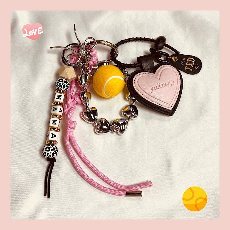 เคสโทรศัพท์โทรศัพท์ เชือกเส้นเล็ก สร้างสรรค์ไม้เทนนิสรักโทรศัพท์กระเป๋าจี้ อิน กระเป๋าเป้สะพายหลังหญิงแฟชั่นเครื่องประดับสลิงขนาดเ
