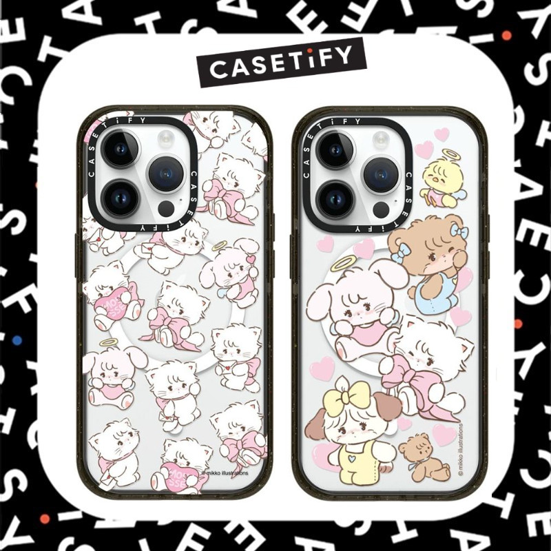 【Acrylic Case】CASETiFY น่ารัก Mikko Cat / รูปแบบกระต่ายเคสกันกระแทกสําหรับ iPhone 16ProMax 16Pro 16 14 13 12 15 Pro Max เคสโทรศัพท์