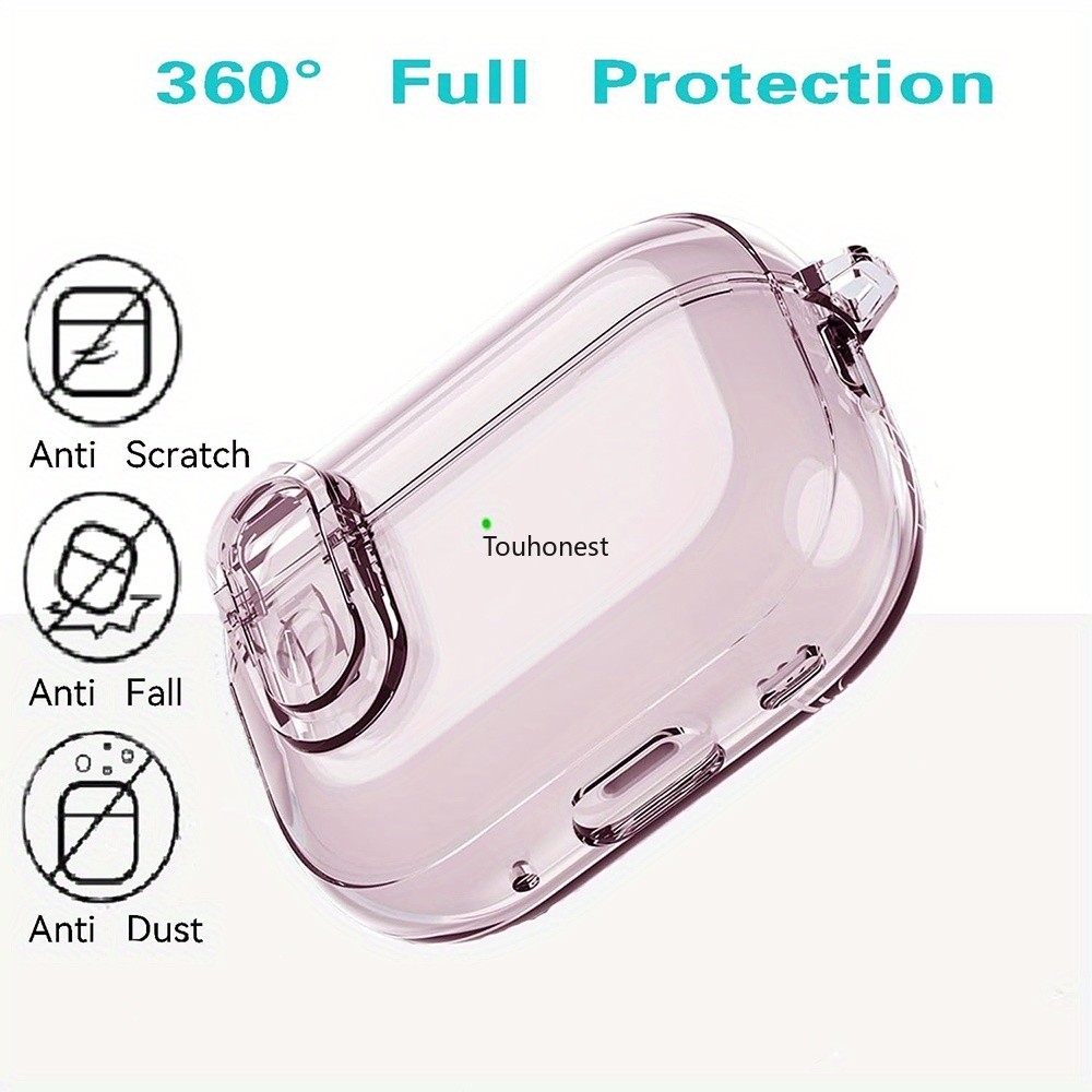 Tpu Secure Lock Clip Clear Case เข้ากันได้กับ Apple Airpods 4 3 Pro Cover Case ป้องกันฝุ่นสําหรับ Airpods 1 2 Pro2 ฝาครอบป้องกันผู้ชายผู้หญิงพร้อมคาราบิเนอร์