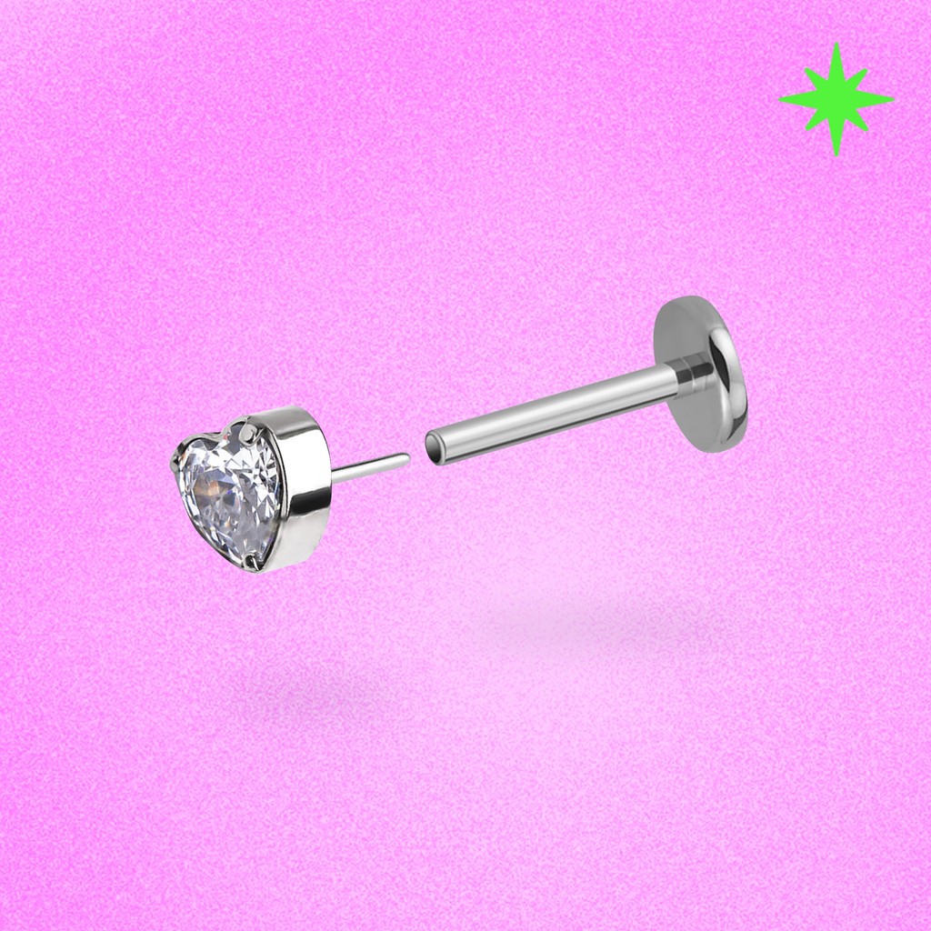 CZ Sweetheart Flatback Earring (1ชิ้น)