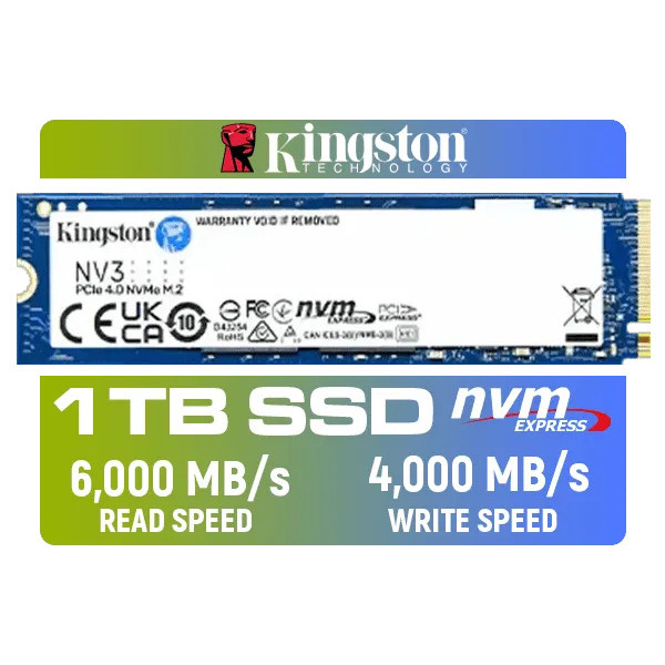 SSD KINGSTON NV3 M.2 PCIe 4 NVMe M.2 2280 (SNV3S/500G) (SNV3S/1000G) (SNV3S/2000G) (เอสเอสดี)
