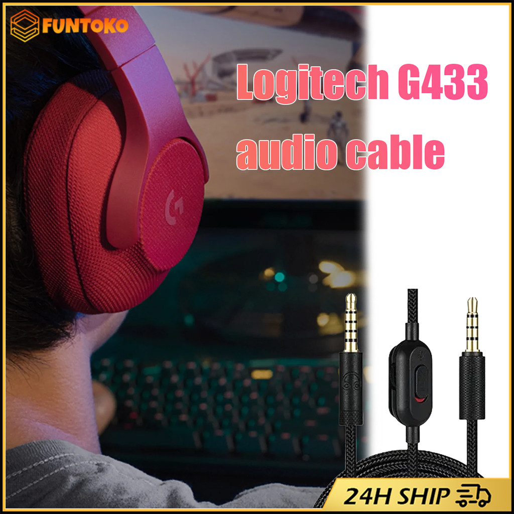 ร้านอยู่กรุงเทพ สายเคเบิ้ลหูฟัง สำหรับlogitech g433 Gpro X G233 ยาว2เมตร สายสัญญาณเสียงแบบถัก แบบเปล