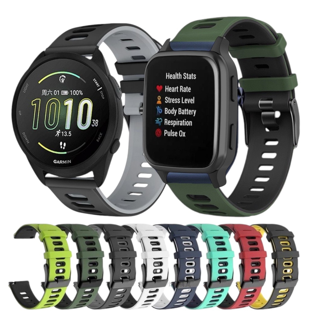 สายนาฬิกาข้อมือGarmin Forerunner245/165/265/55/158/645/255สองสีVenu2 VenuSQ Venu3active5สาย20mm 22mm