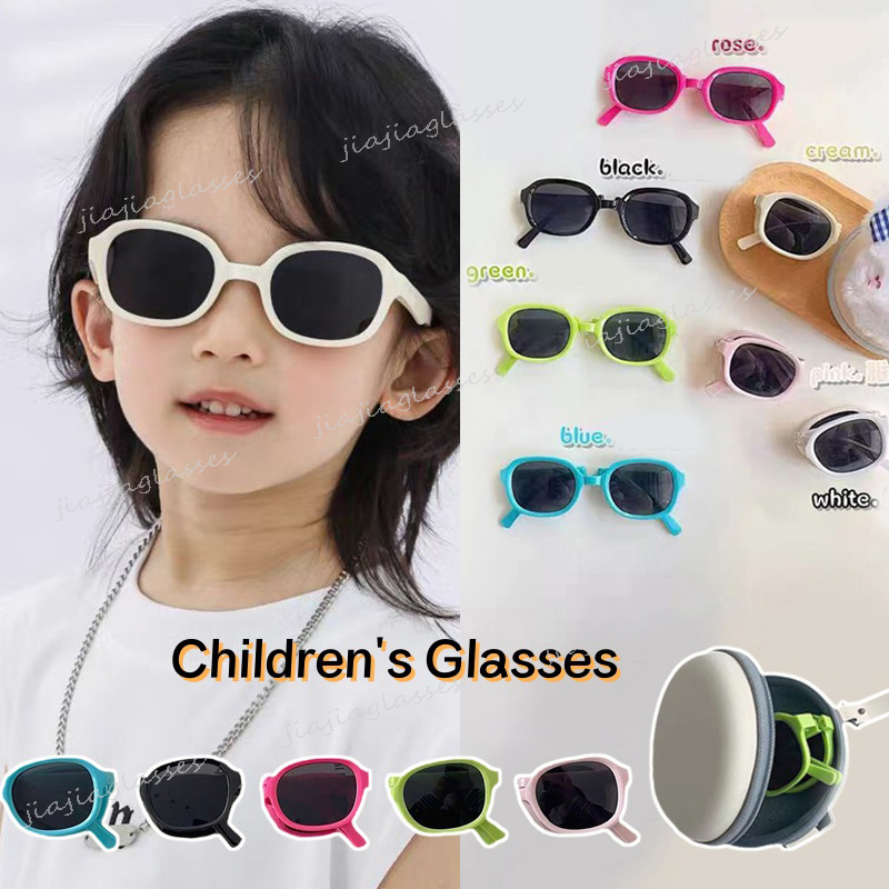 เด็กเกาหลีแว่นกันแดดพับได้สําหรับเด็กแฟชั่นกรอบขนาดเล็กรูปไข่พับแว่นตาสําหรับชายหญิงอาทิตย์กระจกบังแดดป้องกันรังสียูวี