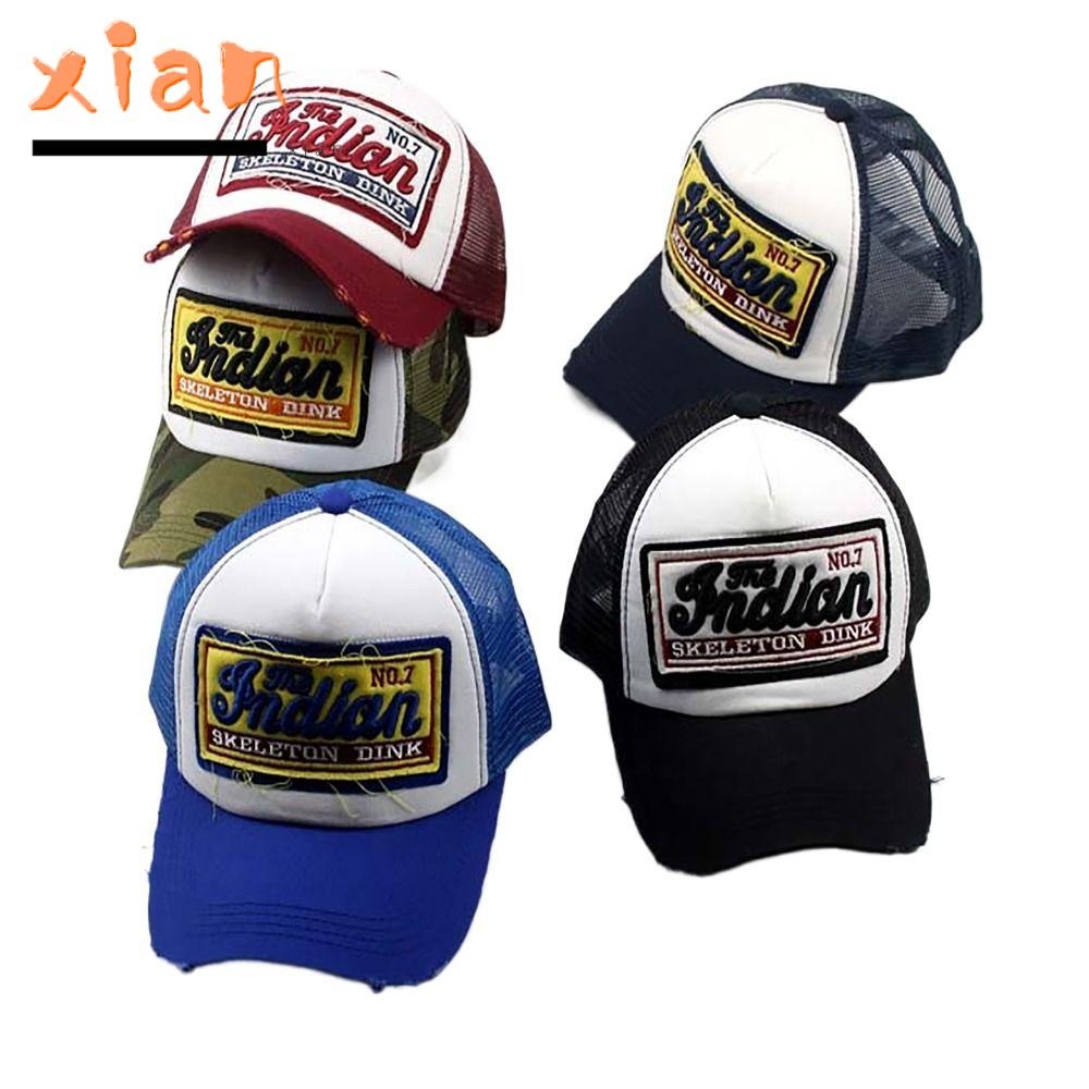 Xianen หมวก Snapback, หมวกเบสบอลตาข่ายระบายอากาศสไตล์ฮิปฮอป, ตัวอักษรปรับได้สบายเย็บปักถักร้อยผ้าฝ้ายหมวกป้องกันแสงแดดกลางแจ้ง